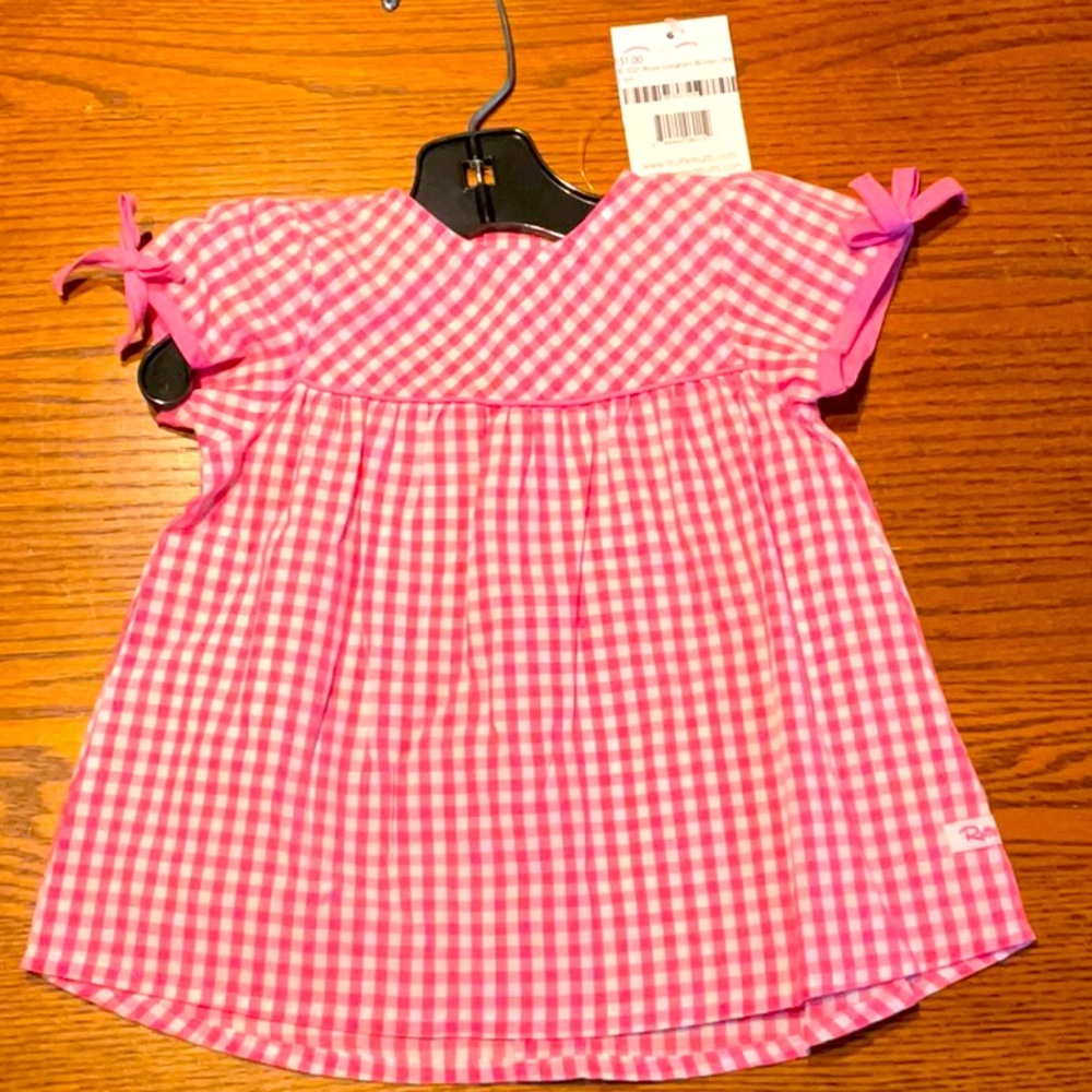Ruffle Butts Rose Gingham Button Dress New with tags